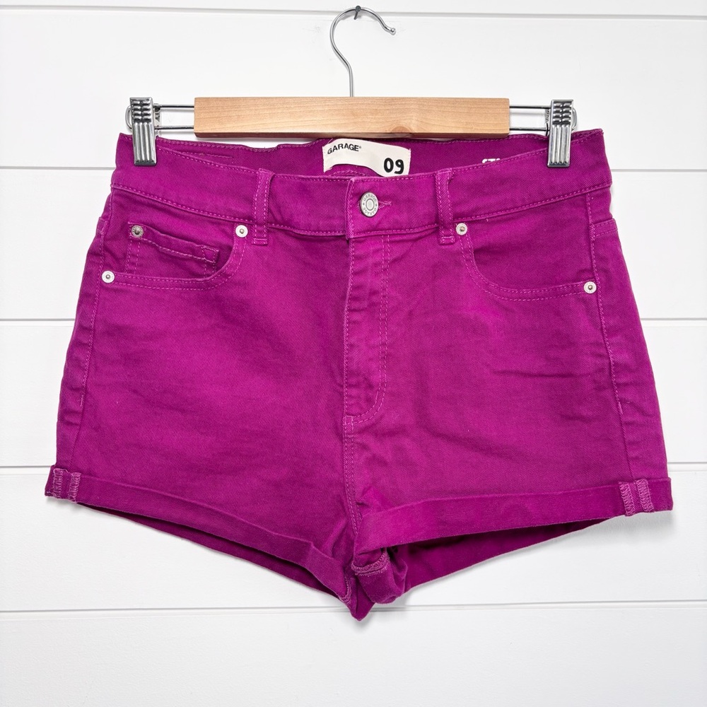 GARAGE Stretch Retro High Waist purple shorts Size 9‎